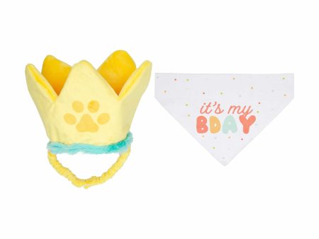 Pearhead Happy Barkday Pet Bandana Hat Set Medium Large 2pc Discount