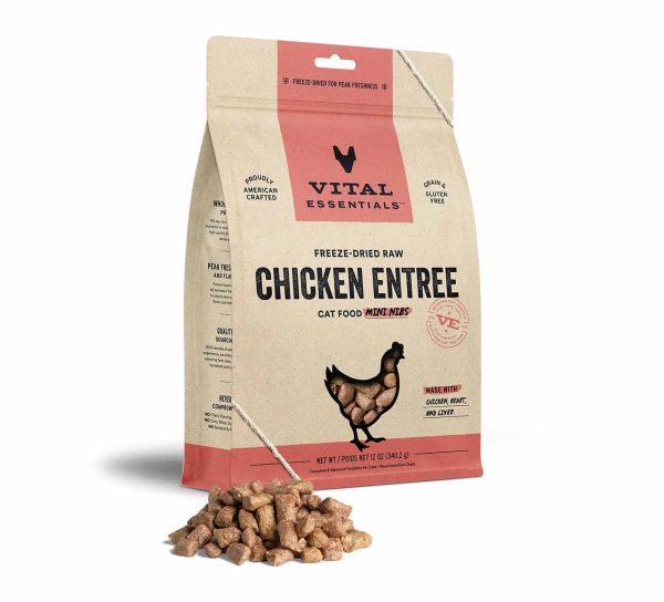 Vital Essentials(R) Freeze-Dried Raw Chicken Entree Cat Food Mini Nibs, Online now