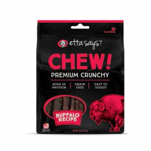 Etta Says! Chew Premium Crunchy Buffalo Dog Chew 4.5oz Fashion