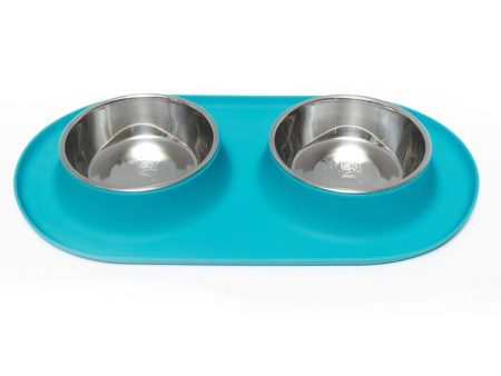 Messy Mutts Double Silicone Feeder with Stainless Bowls Supply