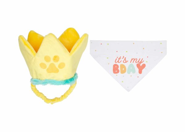 Pearhead Happy Barkday Pet Bandana Hat Set Medium Large 2pc Discount