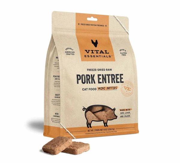 Vital Essentials(R) Freeze-Dried Raw Pork Entree Cat Food Mini Patties Sale