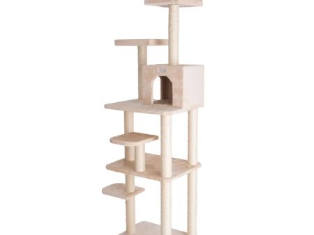 GleePet Real Wood 74-Inch Cat Tree With Seven Levels, Beige Online now