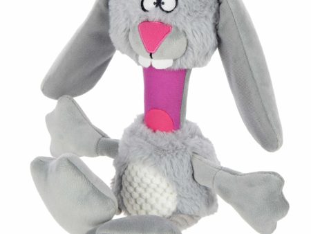 goDog Multi Tugs Rabbit Plush Dog Toy Grey Small For Sale