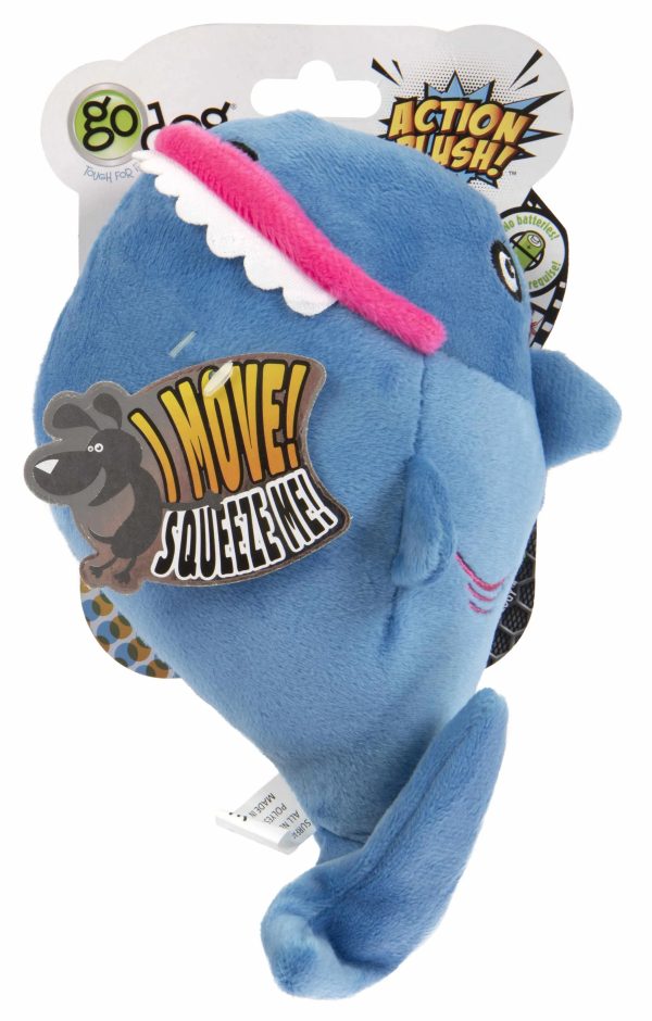 goDog Action Shark Plush Dog Toy Supply