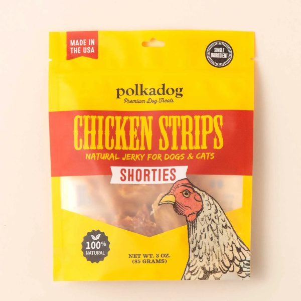 Polkadog Chicken Strips Jerky Shorties Dog and Cat Treats 3oz Online now