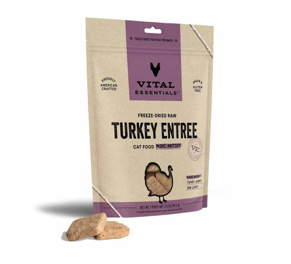 Vital Essentials(R) Freeze-Dried Raw Turkey Entree Cat Food Mini Patties, Discount