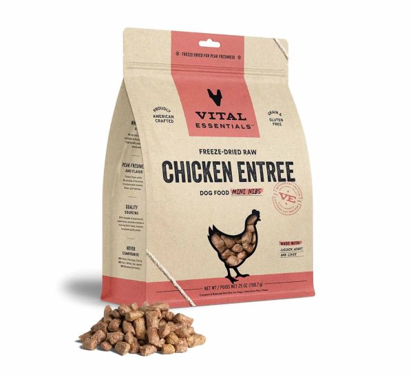 Vital Essentials(R) Freeze-Dried Raw Chicken Entree Dog Food Mini Nibs, Online now